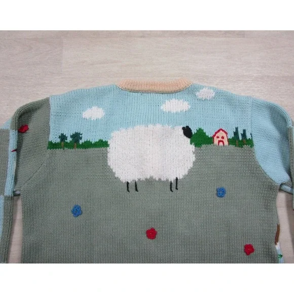 Vintage StoryBook Knits "Dream Farm" Cardigan Womens (M) Cows Animal Teacher - Picture 12 of 16